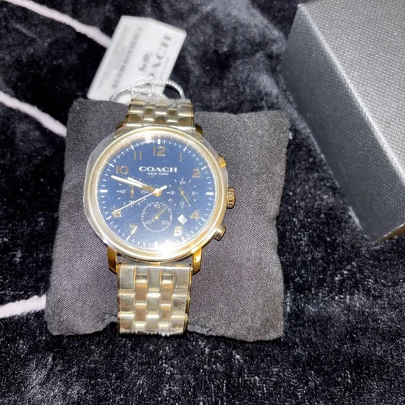 Men’s Coach Harrison Gold Tone 42mm Watch with Blue Dial - Picture 1 of 8